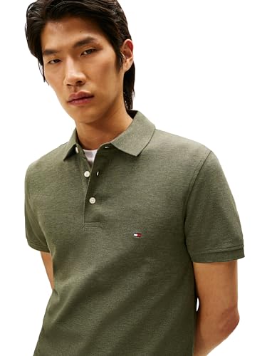 Image of Tommy Hilfiger Men's Short Sleeve Polo Shirts in Slim Fit with Stretch and Organic Pique Cotton