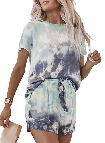 Onsoyours Stranger Things Camisetas Tops Shorts Verano Traje de Ropa Deportiva Casual para Niñas y Mujeres Top Corto Pantalón Corto 1 Verde 38