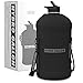 Hydro Gallon - 1 Gallone Wasserflasche mit isolierter Hülle und Strohhalm-Deckel, Griff, motivierende Zeitmarkierung ohne Wörter, Tasche, Schultergurt, großer Krug für Männer, 3628 ml (schwarz)