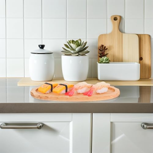 Plato ovalado de madera estilo japonés para sushi miniatura 4
