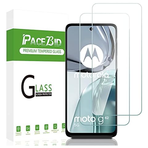PaceBid 2 Pack Screen Protector Compatible with Motorola Moto G62, [9H Hardness] [Anti-Scratc ] [Case Friendly] Premium HD Clear Tempered Glass for Motorola Moto G62 Cover