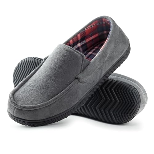 RockDove Chausson Mocassin Doublé en Flanelle pour Hommes, Taille 41 EU Hommes, Gris Charbon