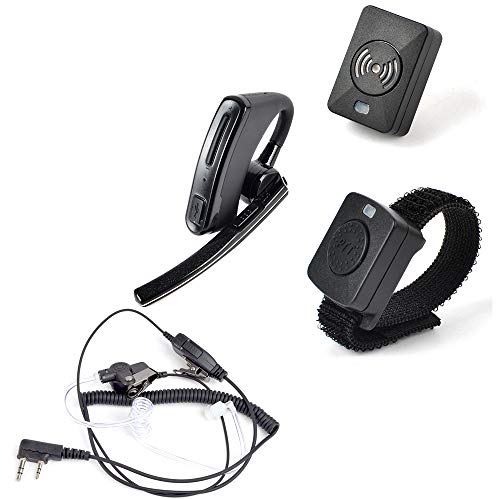 HYS 2-Way Radio Wireless Bluetooth Earpiece/Headset with Wire Coil Earbud Audio Mic Surveillance