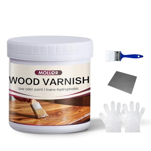 MOLLOR Water Based Polyurethane Acrylic Wood Sealer, 16 OZ Matte Clear Coat with Tool Kit, Scratch & Stain Resistant Waterproof Wood Varnish Finish for Indoor & Outdoor Furniture