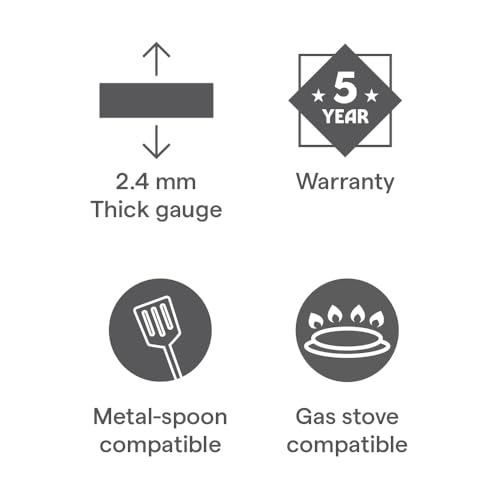 Image of Borosil 11 cm Hard Anodized Tadka Pan | Aluminium Grade 3003 | Glossy Exterior & Matt Interior | Even Heat Distribution | Easy to Clean | 5 Years Warranty