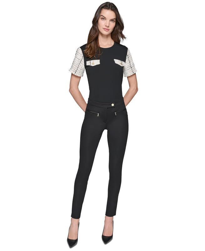 KARL LAGERFELD Paris Womens Zip-Pocket Ankle Ponte Pants Black 10