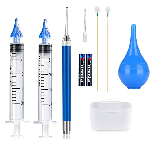 Ear Wax Removal Kit Ear Wax Removal Syringe for Ear Cleaning, Ear Ball,Ear wash Basin,LED Light Ear Pick and Cleaning kit(Type 1)