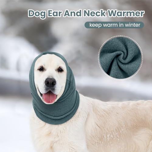 Image of BRKURLEG Dog Calming Hoodie, Ear Muffs for Noise Protection, Dog Head Cover Sleeves Ears Covers, Pet Ear Covers Hood for Anxiety Relief, Hematoma, Grooming and Force Drying, LightBlue, M