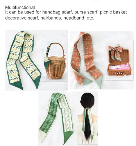 12 Pack Floral Scarf for Bags Handbag Handle Narrow Ribbon Satin Neck Scarf Neckerchief Headbands Hair Scarf2