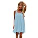 Franterd Dress Womens Spaghetti Strap Back Howllow Out Chiffon Beach Short Dress (L, Blue 1)