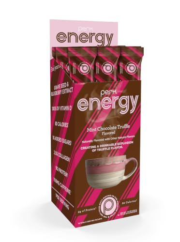 Image of Perk Energy Drink Mix (Mint Chocolate Truffle) 10 Stick Packs, Gluten-Free | Caffeinated Healthy Coffee Alternative with Protein, 100mg of Caffeine, Soy-Free, Peanut-Free
