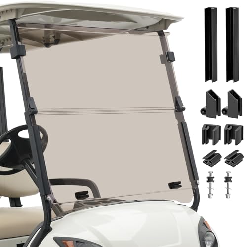 CLUBRALLY Golf Cart Windshield Compatible with 2007-2016 Yamaha G29/Drive Gas & Electric Models Includes Duty Hinges Anti-UV & Impact Resistant Windshield Replacement with Mounting Hardware Tinted