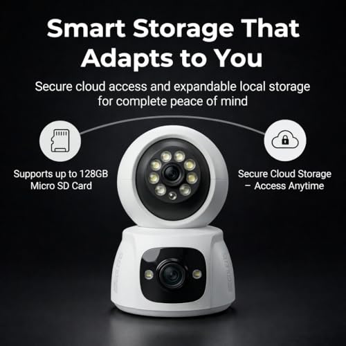 Image of Golens WC07K-Eco 2K Dual Lens WiFi CCTV Camera for Home Indoor /Outdoor, 3MP+3MP Wireless Security Camera, 360 Pan-Tilt, Motion Tracking, Full Color Night Vision, 2-Way Audio, Waterproof, App Support