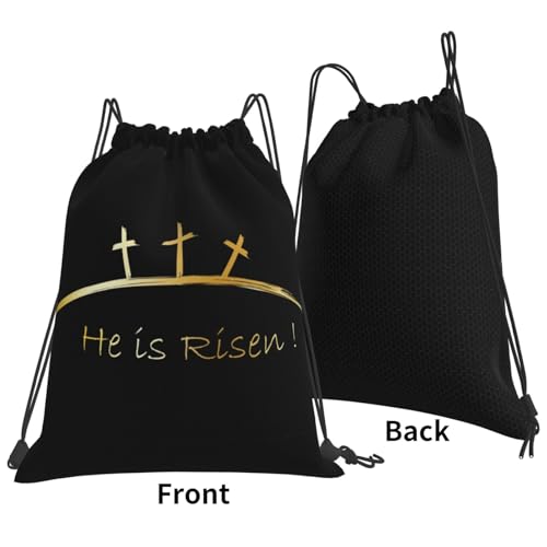 He Is Risen Happy Easter Day Drawstring Backpack Gym Bag Swimming Sports Backpack For Women Men3