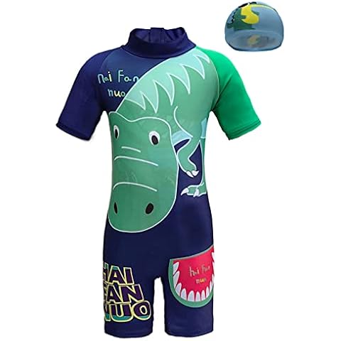 Boys One Piece UV Protection Swimwear Kids Cartoon Animals Swimming Costume Child Rush Guard Swimsuit Beach Holiday Swim Wear Wetsuit Cover