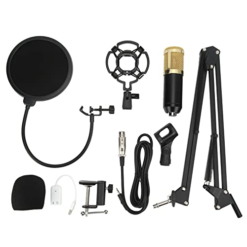 MTLAVISHY CONDensador Professional Condensador Micrófono El conjunto de tarjetas de sonido con soporte de primavera ajustable para la grabación de podcasts en vivo Los juegos y el