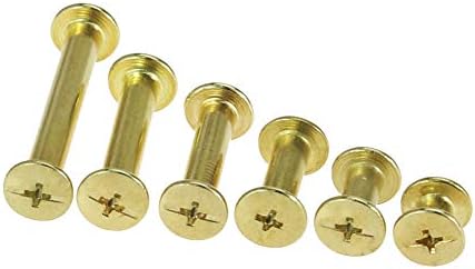 120 Set Chicago Binding Screws Assorted Kit 6 Sizes Metal Round Cross Head Stud Screw Posts Nail Rivet Chicago Button for DIY Leather Decoration Bookbinding (golden)