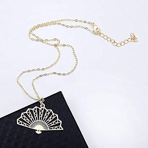 AOCHEE Folding Fan Pendant Necklace Asian Fan Statement Necklace 3 Colors2