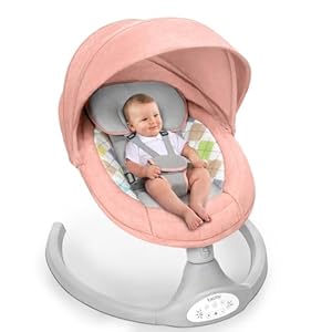 Bioby Baby Swings for Infants Outdoors Portable Baby Swing and Bouncer Newborn Electric Baby Rocker Infant to Toddler Remote Control Bluetooth Pink