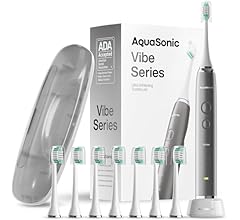 AquaSonic Vibe Series Ultra Whitening Toothbrush – ADA Accepted Power Toothbrush - 8 Brush Heads & Travel Case – 40,000 VPM…