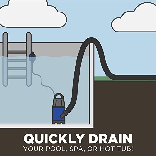 image for EZ Travel Collection Submersible Drain Pump and 25' Water Hose, Sump P