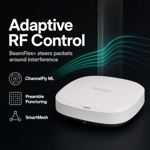 Image of Ruckus R770 Wi-Fi 7 Indoor Access Point - Tri-Band 12.22 Gbps, 8-Stream BeamFlex+ Adaptive Antennas, 1,024 Devices, 1x 10GbE + 1x 1GbE - Ruckus One, SmartZone, or Unleashed (901-R770-US00)