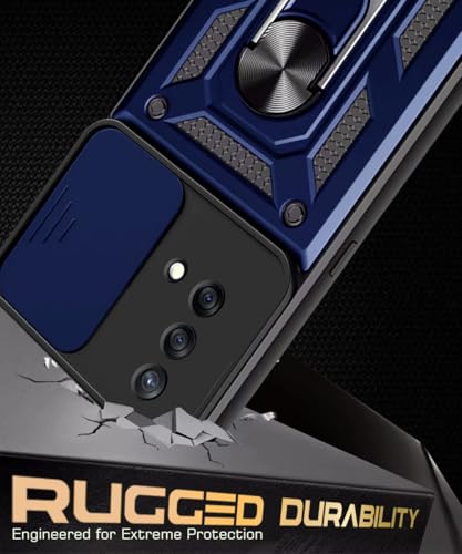 Image of WOW IMAGINE Tough Armor Bumper Mobile Back Case for Vivo V60 5G | V60e 5G | Vivo T4 Pro 5G | Sliding Camera Cover | Shock Proof 360 Protection | Hybrid PC + TPU | Ring Holder with Kickstand - Blue