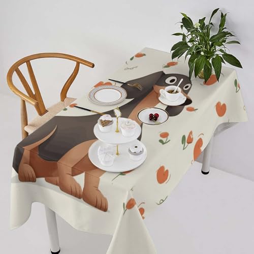 Nappe teckel 140x140 cm imperméable et lourde pour table carrée - 2