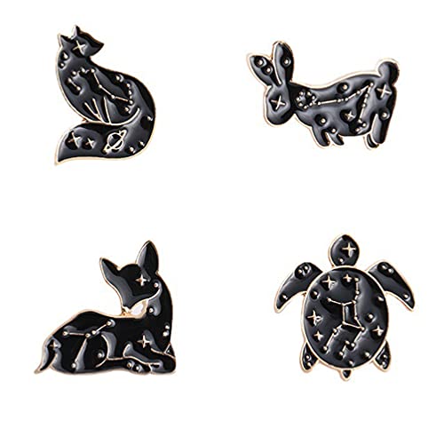 Lot 4 broches poitrine métal lapin renard décoration revers vêtement ornement unisexe