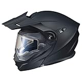 ScorpionEXO AT950 Cold Weather Adventure Snowmobile Modular Helmet Electric Shield with Breath Box DOT Approved Solid (Matte Black - Small)
