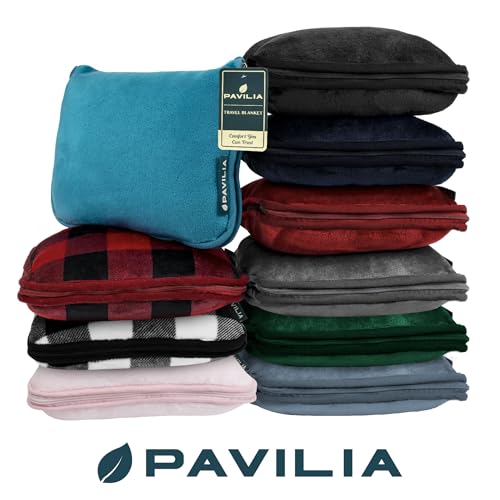 مراجعة بطانية السفر PAVILIA: فليس مدمجة مع حقيبة وسادة وحزام أمتعة يد 60×43 (وردي باهت) - الصورة 7
