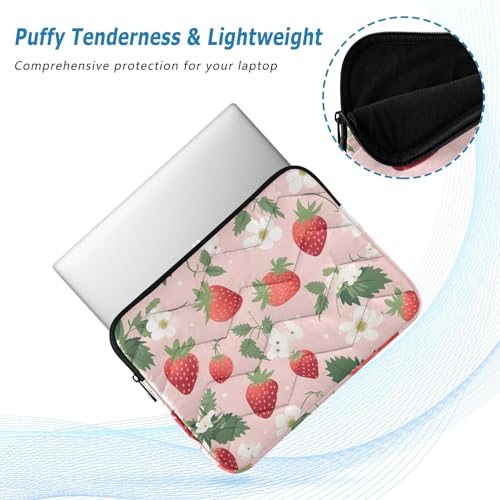 Funda para portátil de 13-14 pulgadas rosa con diseño flor de fresa miniatura 5