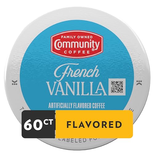 Image of Community Coffee French Vanilla Flavored 60 Count, Medium Roast, Keurig K-Cup Coffee Pods, 10 Count (Pack of 6)