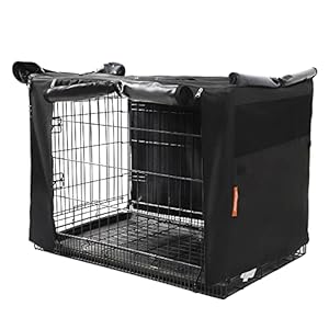 Seamander Dog Crate Cover Durable – Polyester Pet Kennel Cover Universal Fit for 18-48 inches Wire Dog Crate (42Inch, Black)