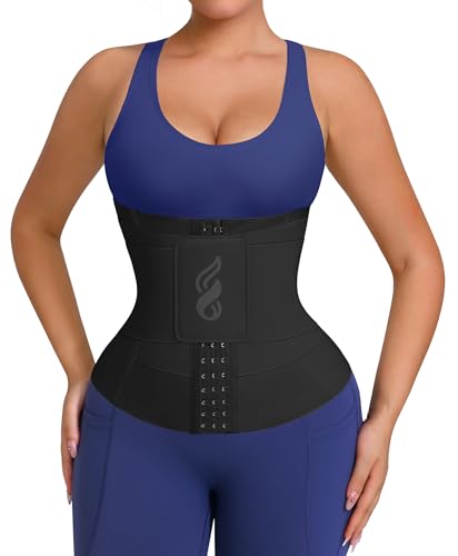 FeelinGirl Waist Trainer for Women Waist Trimmer Ab Belt Tummy Control with Triple Segmented Belt Hourglass Body Shaper