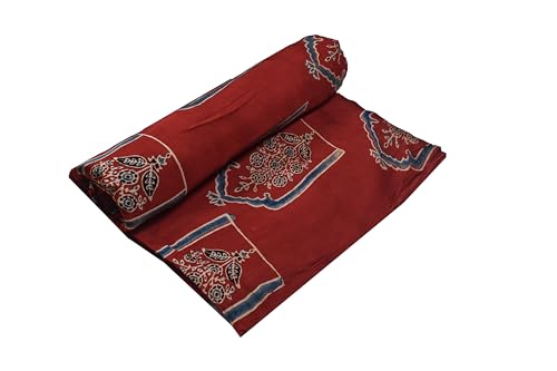 Image of Ethnics of Kutch Women's Ajrakh Modal Silk Natural Dye Hand Block Print Unstitched Kurta Fabric (For Lenght - Refer Bullet Point Below)