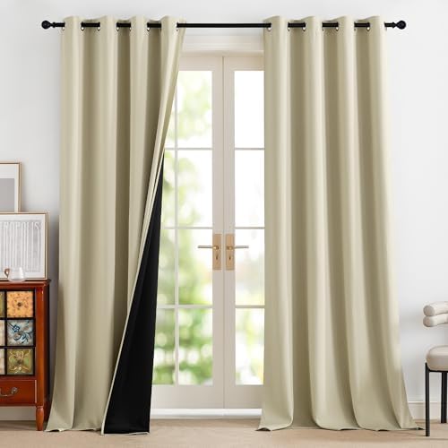 PONY DANCE Modern Living Room Curtains, 2 Pieces, 100% Opace, 140...