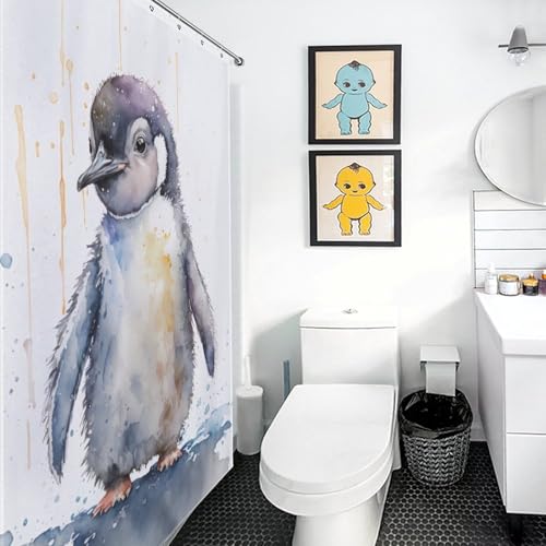 Rideau de douche style art moderne pingouin en polyester imperméable - 5