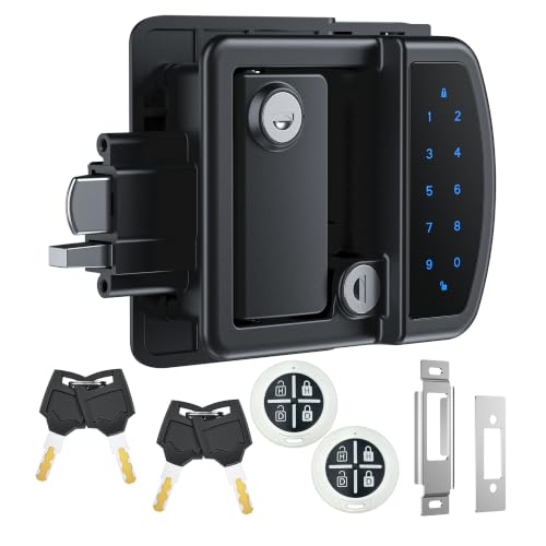 Image of RV Keyless Entry Door Lock with Bluetooth Remote and Keypad for Camper | Fits right-hinged B-Class RV doors with 2.75 inchx3.75 inch cutouts and 1.25 inch-1.5 inch thickness. Not for Class A /C or glass doors