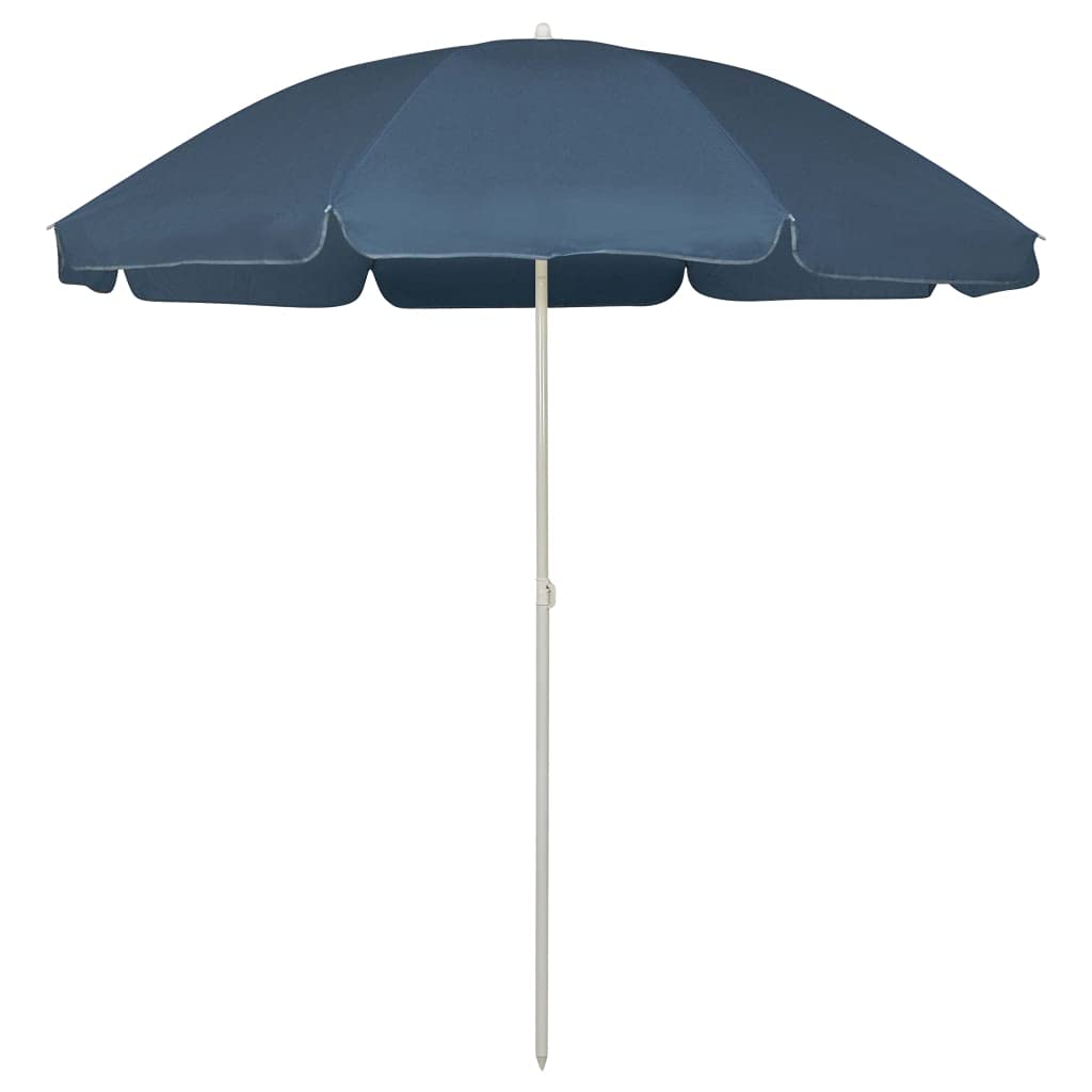 Parasol ogrodowy z poliestru 170T ze stalową ramą, niebiesko-biały, z regulacją wysokości, odporny na wiatr, idealny na taras, balkon, do ogrodu, na plażę, z ochroną przed promieniowaniem UV