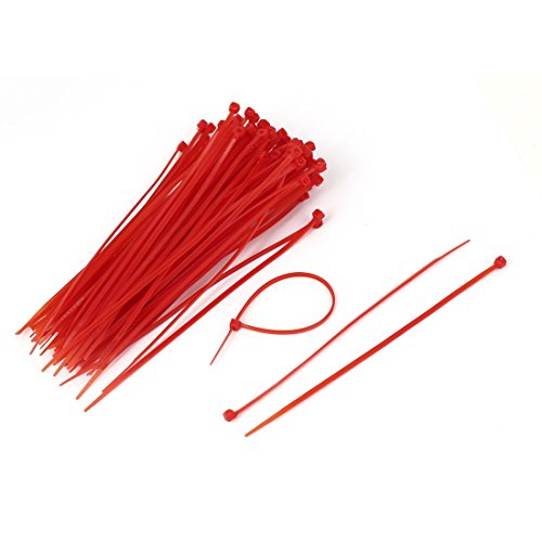 Aexit 100 Pcs Clamps Nylon Cable Wire Cord Zip Ties Straps Red Strap Clamps 150mm Length