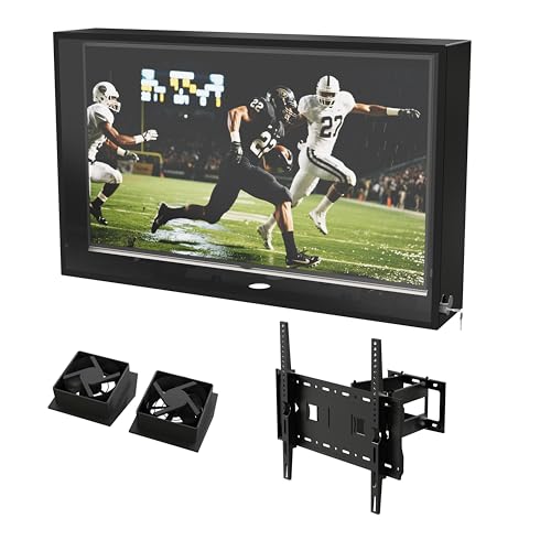 Ageszoe 50-55 inch Weatherproof Outdoor TV Cover with Lock, Hard and Durable, Clear...