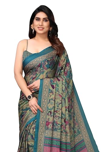 Image of MIRCHI FASHION Women Saree Ethnic Motif Print Chiffon | Breathable Lightweight Plain Weave Sari for Office and Daily Use (Available in 20 Designs)