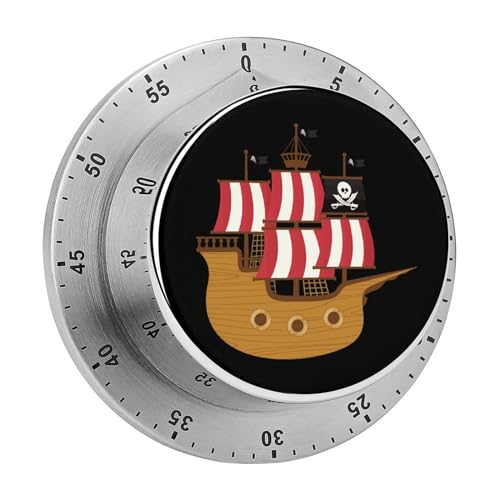 Temporizador de cocina con diseño de barco pirata de 60 minutos, reloj magnético para cocinar y hornear