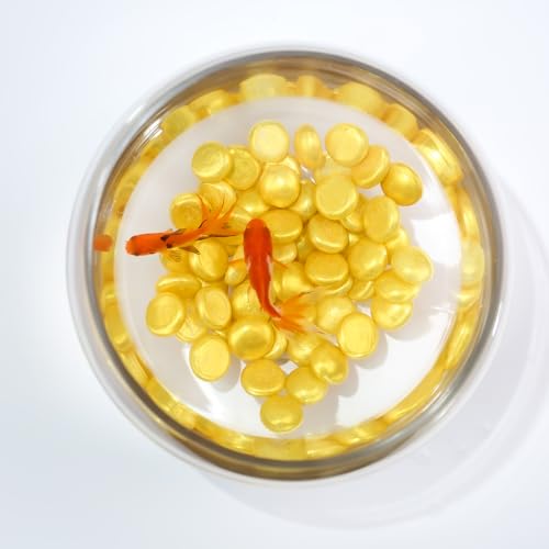 Image of CYS EXCEL Gold Glass Gemstone Beads Vase Fillers (6 LBS) Flat Marble Beads Multiple Color Choices Aquarium Decor Rocks Floral Stones Decorative Mosaic Glass Gem Pebbles