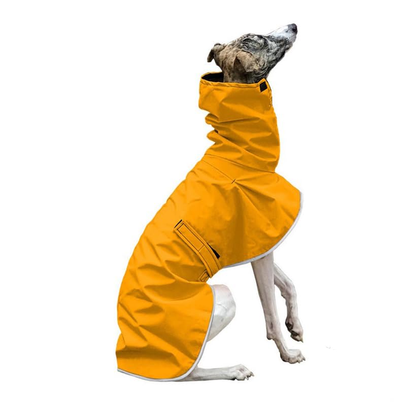 VOODUE hunderegenmantel Italienische Windhund-Kleidung, wasserdichter Whippet-Mantel, Winter, verstellbare Windhund-Kleidung, Winter-warme Fleece-Kleidung, warme Jacke for Hunde (Color : GELB, Size