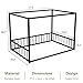 Canopy Floor Bed for Kids – Queen Size, Matte-Black Steel Frame with Safety Fence, Unisex Design for Boys & Girls, Box Spring Required, Quick Assembly (Queen)