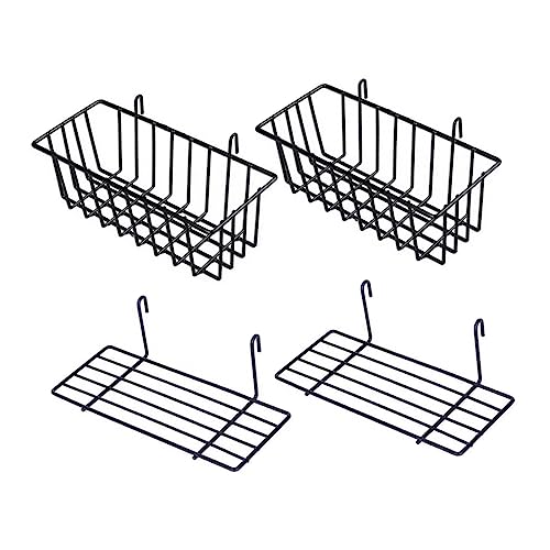 Cabilock Iron Storage Baskets Wall-Mounted Racks for Pegboard 2 Sets Removable Bins for Home Office