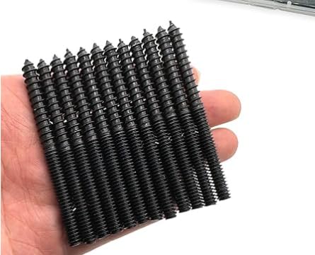 Yoliko 12 Pack 1/4-20 x 3 Inch Black Hanger Bolts - Double Headed, Carbon Steel, 1/4-20" Double Screw, Wood Dowel Screw