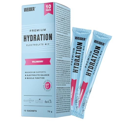 Weider - Premium Hydration - Erfrischender Elektrolyt-Drink mit Kokoswasserpulver - Zuckerfrei, Vegan - Nach Sport oder bei Kater - 10 Portionen - Wildberry